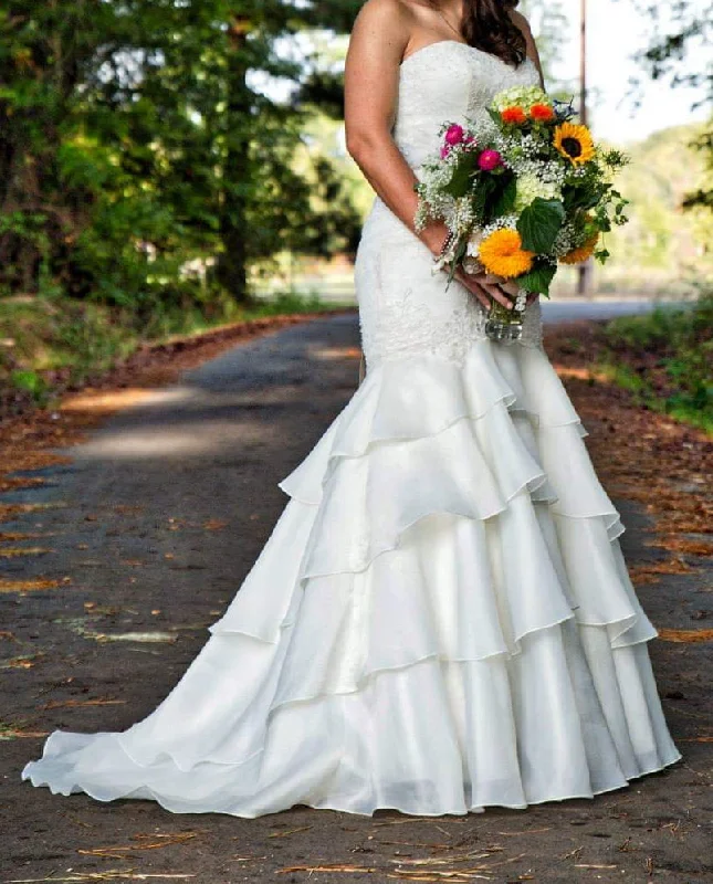 Reduced Prices David's Bridal Mermaid Tiered Ivory