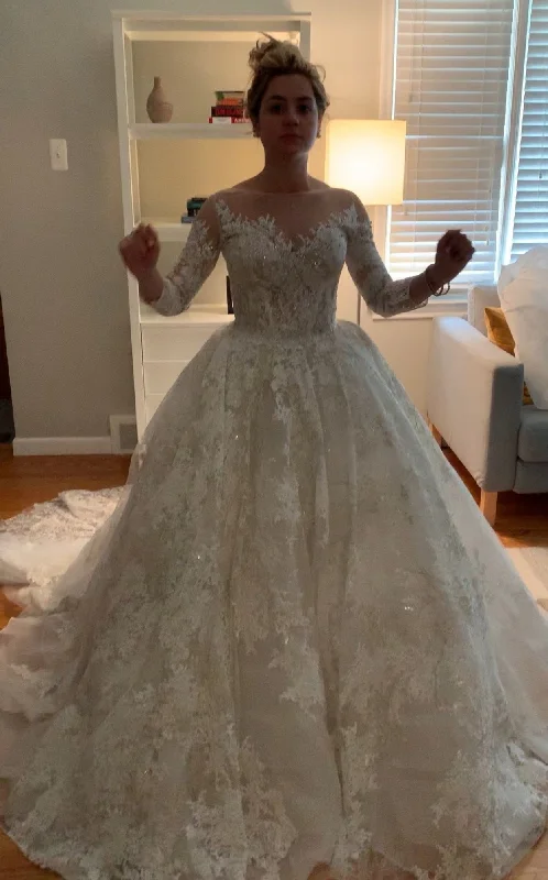 Stock Up and Save Gemy Maalouf Lace and Tulle Ball Gown
