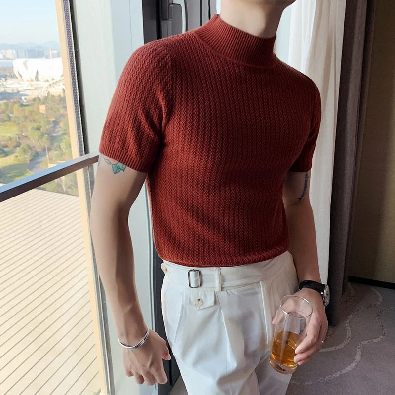 Incredible Offers awakecrm Autumn New Short Sleeve Knitted Sweater Men Clothing All Match Slim Fit Stretched Turtleneck Casual Pull Homme Pullovers Incredible Offers awakecrm Autumn New Short Sleeve Knitted Sweater Men Clothing All Match Slim Fit Stretched Turtleneck Casual Pull Homme Pullovers