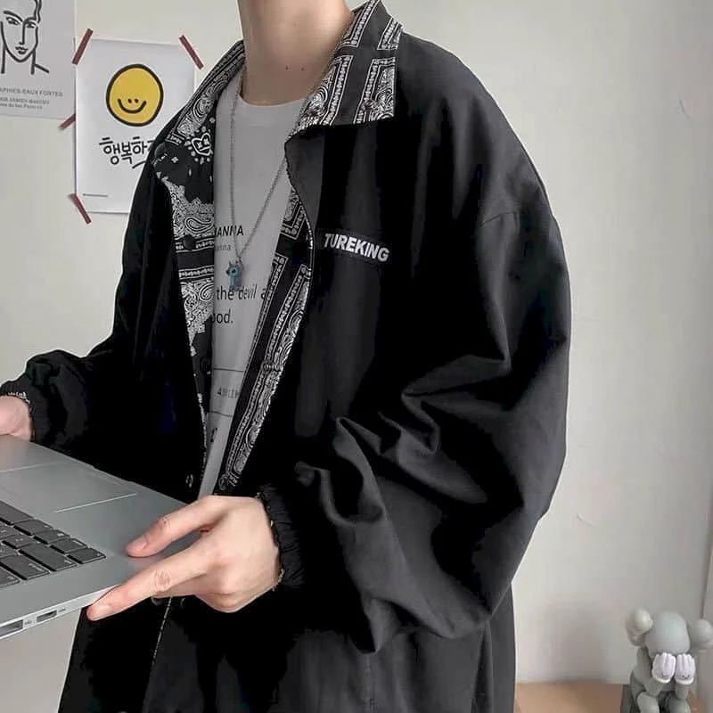 Extra Savings awakecrm Cargo jacket Men women reversible casual top Hong Kong style Spring Autumn Korean fashion oversize coat student baseball jacket Extra Savings awakecrm Cargo jacket Men women reversible casual top Hong Kong style Spring Autumn Korean fashion oversize coat student baseball jacket