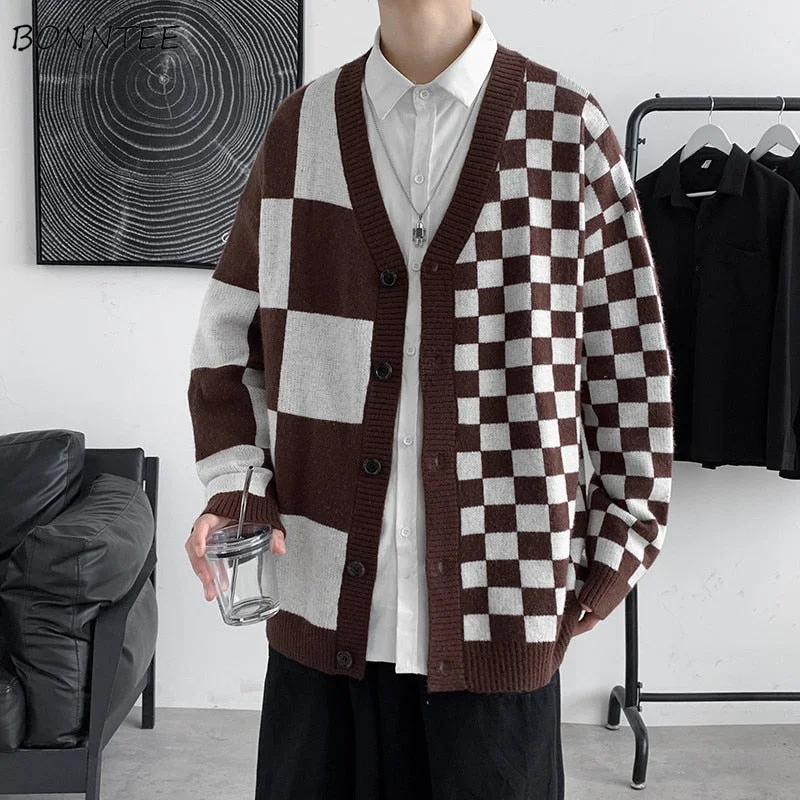 Best Bargains Awakecrm Casual Cardigan Men Loose Checkerboard Plaid Fashion New Arrival Males Knitted Sweater Outwear Single Breasted V-neck Streetwear Best Bargains Awakecrm Casual Cardigan Men Loose Checkerboard Plaid Fashion New Arrival Males Knitted Sweater Outwear Single Breasted V-neck Streetwear