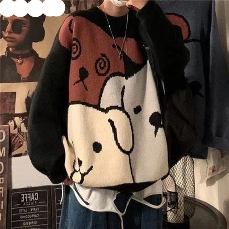 Crazy Savings Awakecrm Harajuku Cartoon Bear Vintage Sweater Men Winter Warm Thick Knitted Pullovers Couples Sweater Hip Hop Clothing Men Crazy Savings Awakecrm Harajuku Cartoon Bear Vintage Sweater Men Winter Warm Thick Knitted Pullovers Couples Sweater Hip Hop Clothing Men