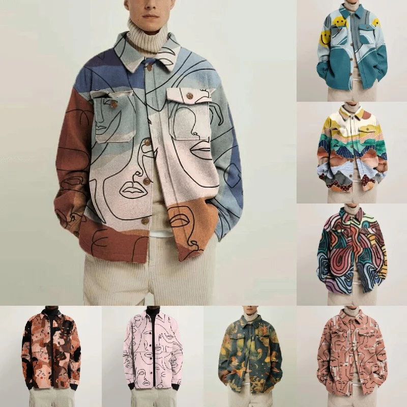 Super Bargain awakecrm Men Coat Multi-pocket Single Breasted Fashion Casual Male Printed Jacket Loose Cardigan Coat Super Bargain awakecrm Men Coat Multi-pocket Single Breasted Fashion Casual Male Printed Jacket Loose Cardigan Coat