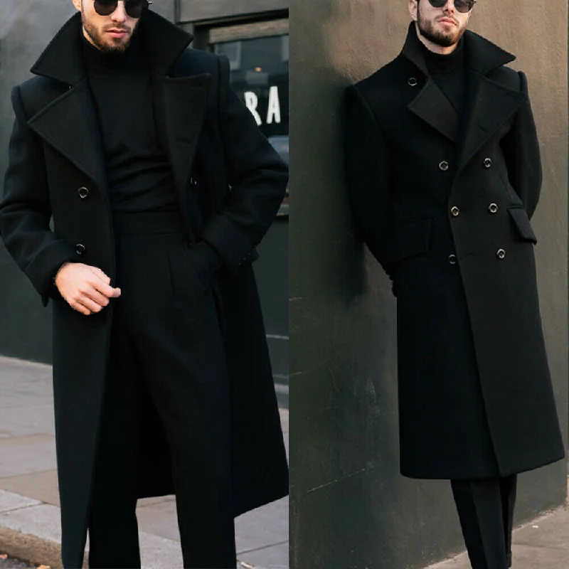 Exclusive Savings Awakecrm Men Long Coat Black Double Breasted Tailor-Made Woolen Blend Winter Warm Overcoat Tailored Blazer Men Suits Exclusive Savings Awakecrm Men Long Coat Black Double Breasted Tailor-Made Woolen Blend Winter Warm Overcoat Tailored Blazer Men Suits