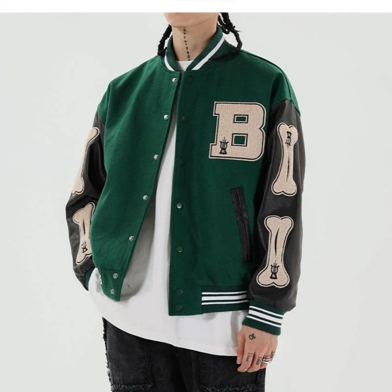 Great Deals awakecrm Men’s Jackets Bone Letter Patchwork Harajuku Korea Style High Street Spring Autumn Baseball Coats Single-breasted Bomber Jacket Great Deals awakecrm Men’s Jackets Bone Letter Patchwork Harajuku Korea Style High Street Spring Autumn Baseball Coats Single-breasted Bomber Jacket