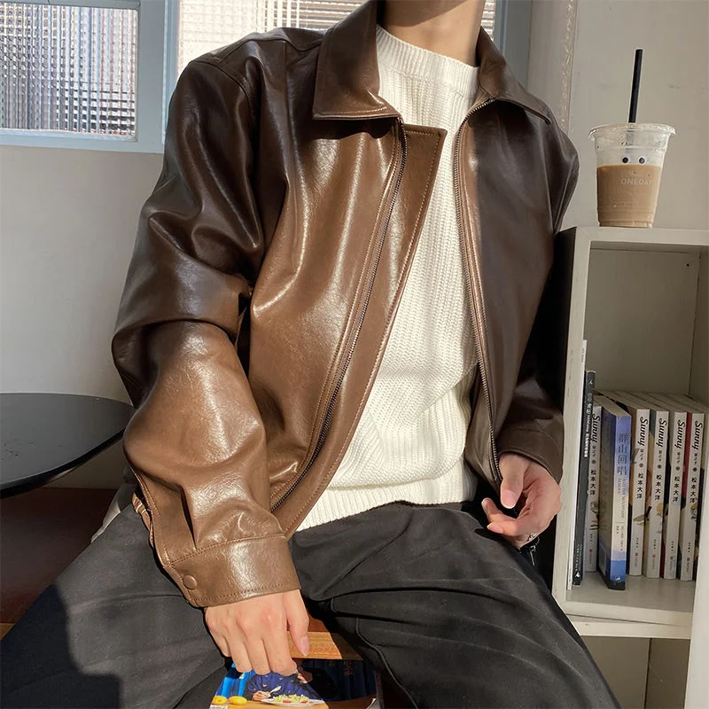 Discount Deals awakecrm Men's Clothing Autumn New Oversize Coat Korean Trend Loose Casual PU Leather Jacket Coat Male Zipper Lapel Clothes 9Y4382 Discount Deals awakecrm Men's Clothing Autumn New Oversize Coat Korean Trend Loose Casual PU Leather Jacket Coat Male Zipper Lapel Clothes 9Y4382