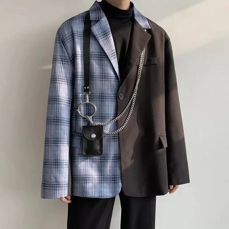 Savings Galore awakecrm Men's High Street Splicing Suit Jackets Casual Single Western-style Clothes Couple Blazers Uniform Black Color Coats M-3XL Savings Galore awakecrm Men's High Street Splicing Suit Jackets Casual Single Western-style Clothes Couple Blazers Uniform Black Color Coats M-3XL