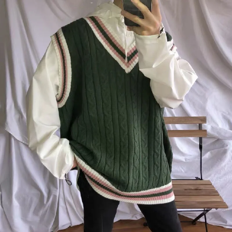 Today's Special Awakecrm Sweater Vest Men Patchwork V-neck Colorful Sleeveless Knitted Tops Mens Waistcoats Loose Oversize Harajuku All-match sweaters Today's Special Awakecrm Sweater Vest Men Patchwork V-neck Colorful Sleeveless Knitted Tops Mens Waistcoats Loose Oversize Harajuku All-match sweaters