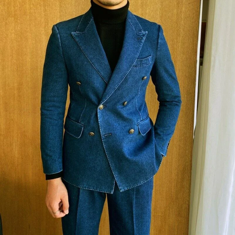 Overstock Awakecrm Business Men Suits Tailor-Made 2 Pieces Men's Denim Jackets Blazer Casual Jeans Cotton Coats Pants Cowboy Prom Suits Overstock Awakecrm Business Men Suits Tailor-Made 2 Pieces Men's Denim Jackets Blazer Casual Jeans Cotton Coats Pants Cowboy Prom Suits