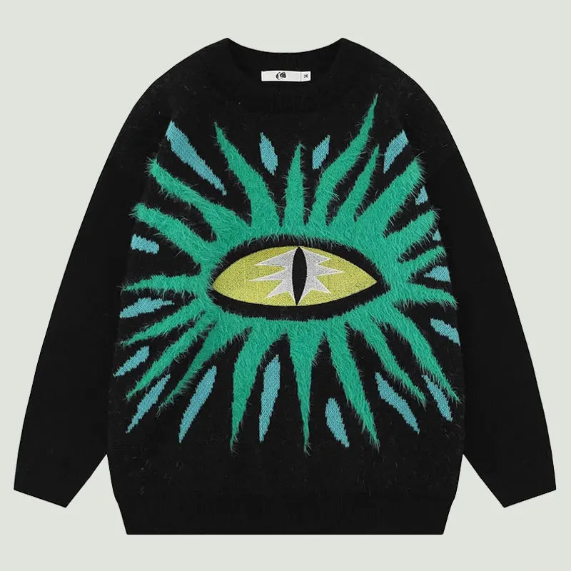 Take Advantage Hip Hop Oversized Ugly Knitted Sweaters Men Harajuku Eye Pattern Embroidery Jumper Retro Casual Loose O-Neck Y2K Pullover Unisex Take Advantage Hip Hop Oversized Ugly Knitted Sweaters Men Harajuku Eye Pattern Embroidery Jumper Retro Casual Loose O-Neck Y2K Pullover Unisex