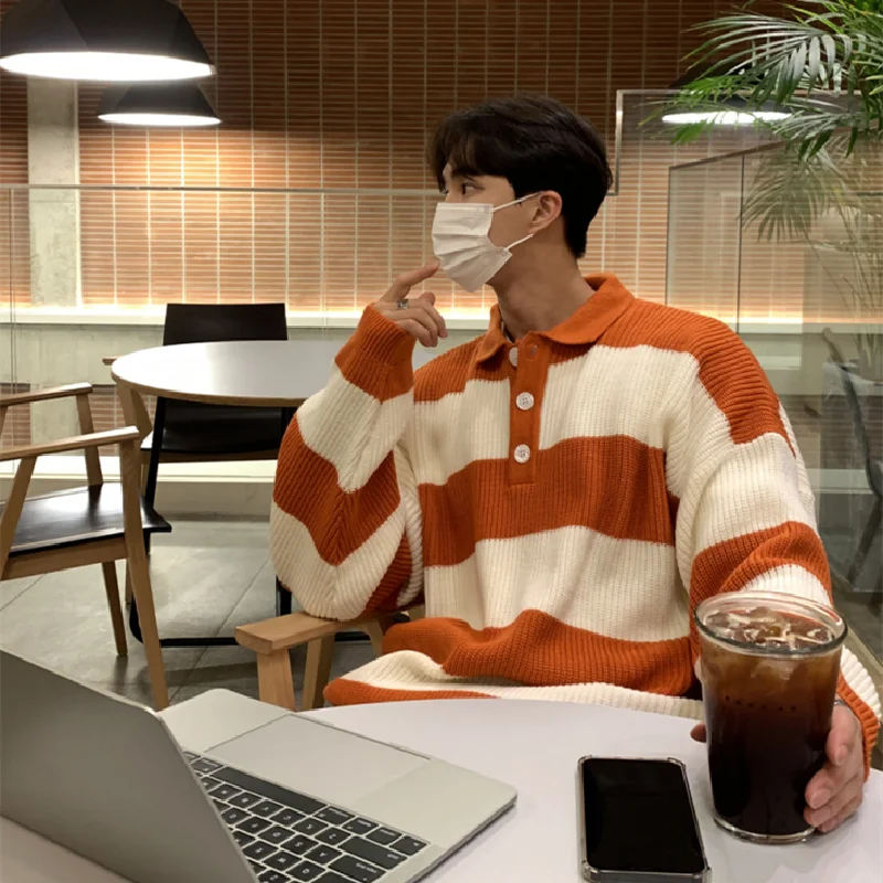 Fantastic Deals Korean Stripe Lapel Sweater Men Warm Fashion Casual Knitting Pullover Men Winter Loose Long Sleeve Sweater Mens Jumper Clothes Fantastic Deals Korean Stripe Lapel Sweater Men Warm Fashion Casual Knitting Pullover Men Winter Loose Long Sleeve Sweater Mens Jumper Clothes