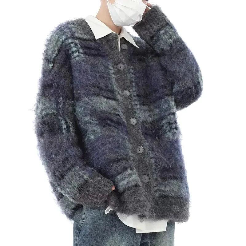 Deal Zone Winter Men's Tie-dye Knitted Cardigan Sweater Coat Casual Streetwear Solid Color Long Sleeve Vintage Loose Luxury Jacket Deal Zone Winter Men's Tie-dye Knitted Cardigan Sweater Coat Casual Streetwear Solid Color Long Sleeve Vintage Loose Luxury Jacket