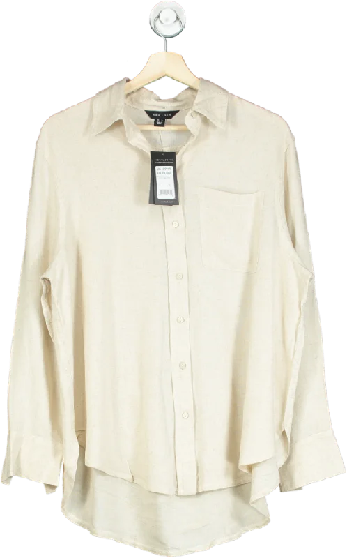 Special Price New Look Beige Lottie Linen Shirt UK 8