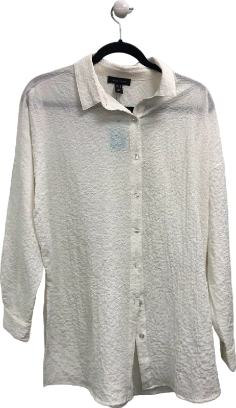 Bargain Bin New Look White Textured Button-Up Shirt UK S