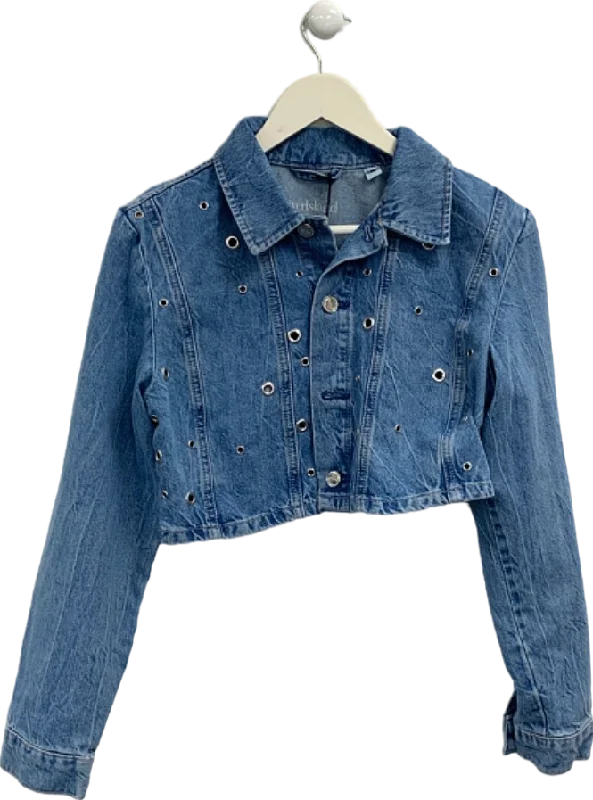 Best Seller River Island Blue Cropped Denim Jacket UK 10