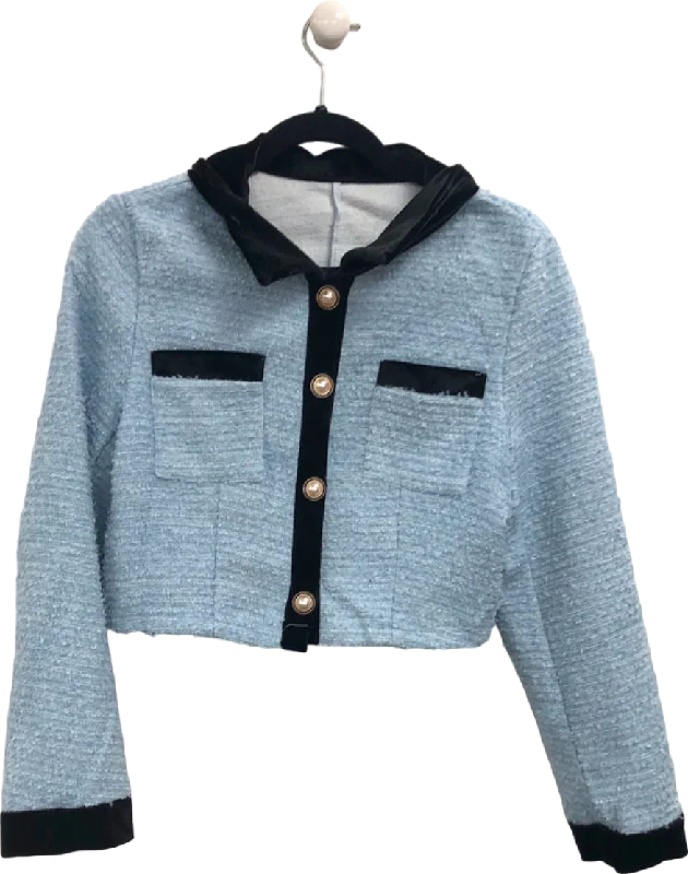 Markdowns Blue Cropped Button-Up Jacket with Hood UK S