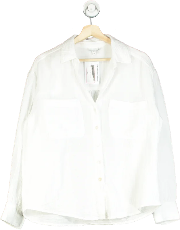 Don't Wait Topshop White Long Sleeve Blouse UK 8