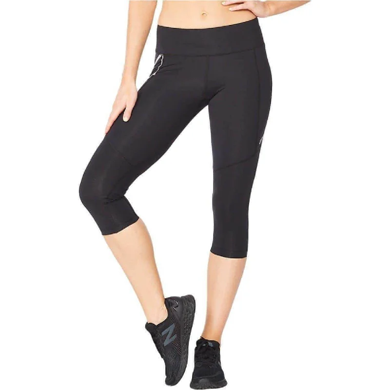Super Savings 2XU Aero Vent Mid Rise Womens 3/4 Capri Running Tights - Black
