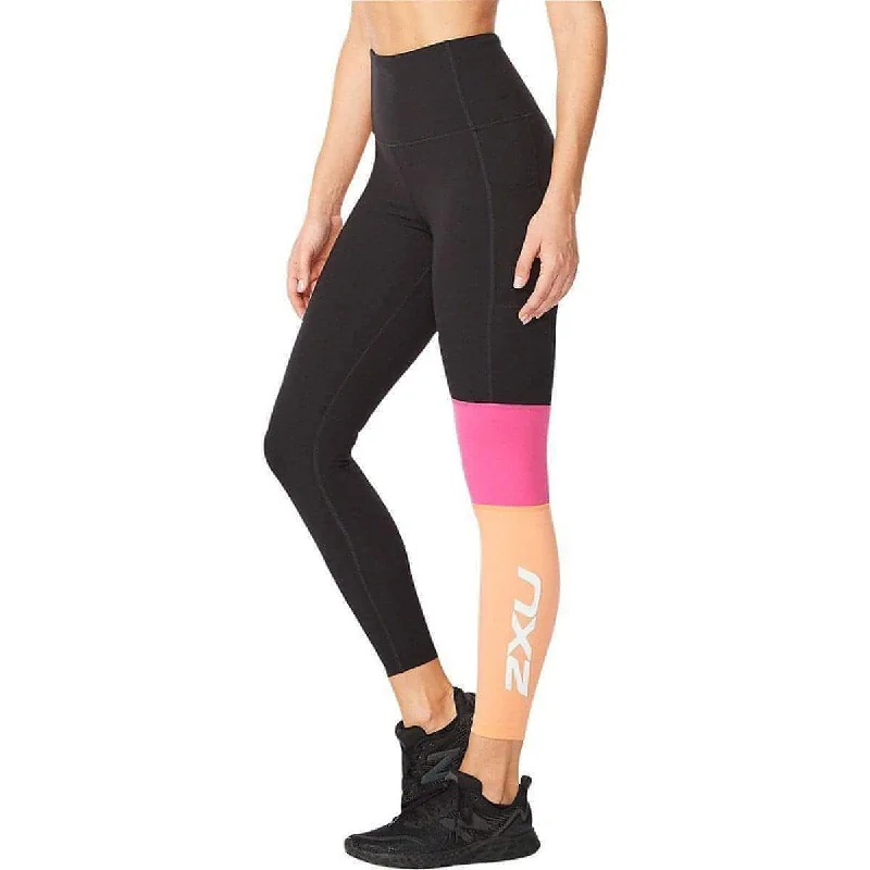 Limited Stock 2XU Form Block Hi Rise Compression Womens Long Running Tights - Black