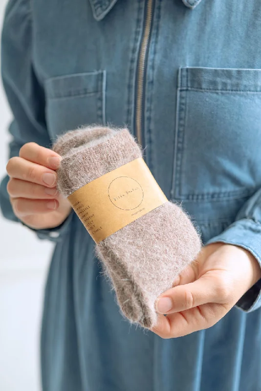 Bonus Savings Fluffy Angora Socks in Mushroom