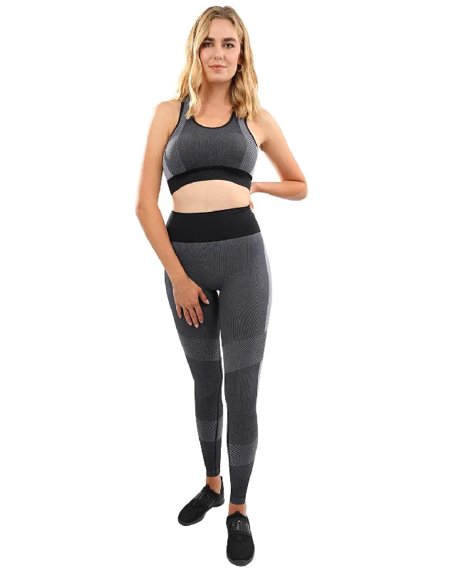 Deal Explosion Arleta Seamless Leggings & Sports Bra Set - Black