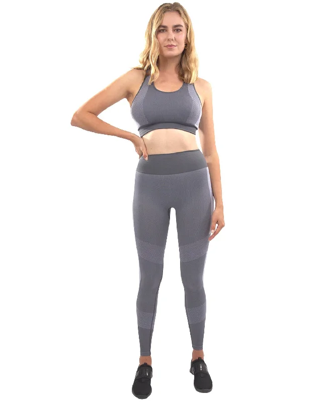 Bargain Bin Arleta Seamless Leggings & Sports Bra Set - Grey
