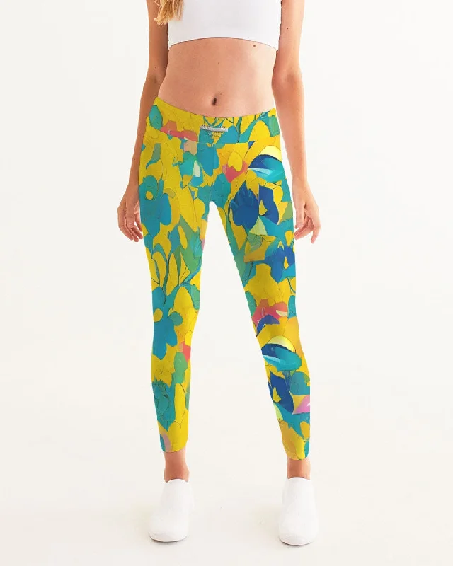 Special Price Beautiful yellow and blue hint of red pattern Women's Yoga Pants