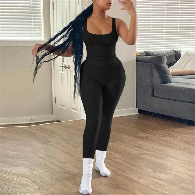 Act Now 2 Piece Women Ribbed Crop Tank Top High Waist Leggings
