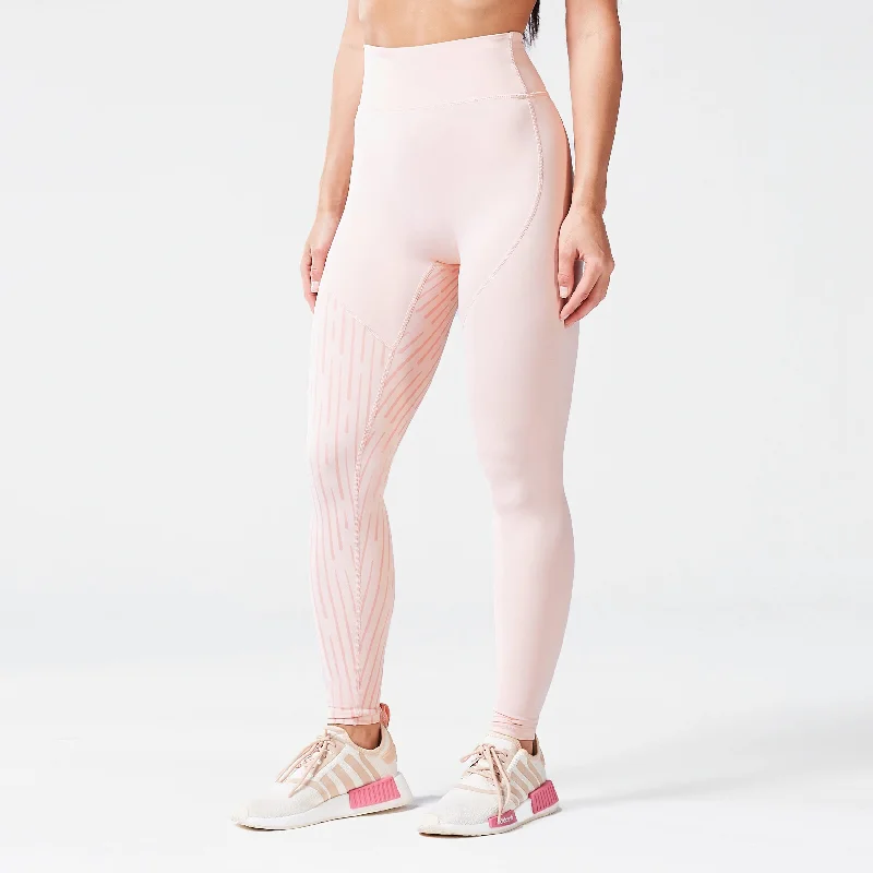 Amazing Deals Code Asymmetric Graphic Leggings - Peach Whip