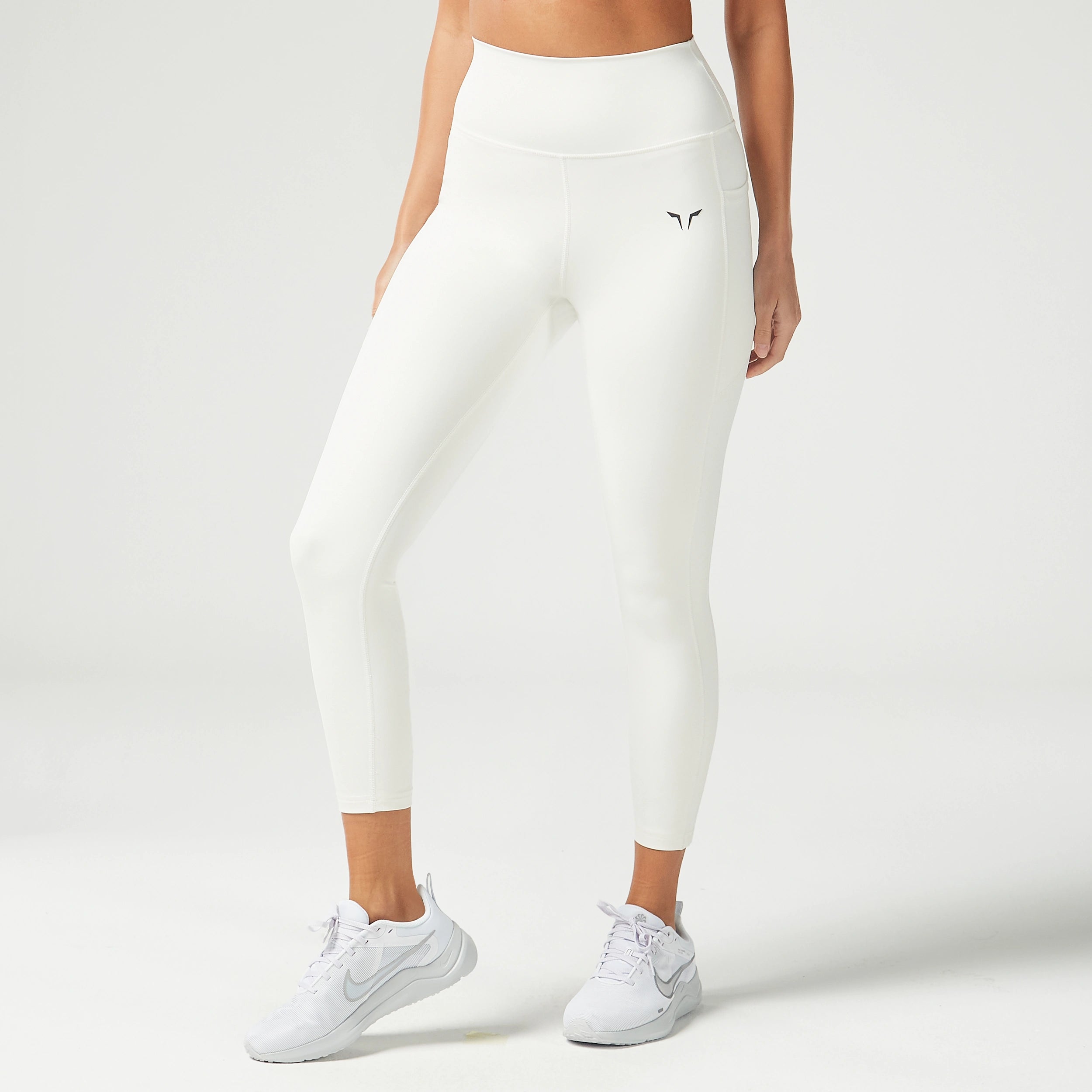 Final Sale Essential Cropped Double Layered Leggings 24" - Pearl White