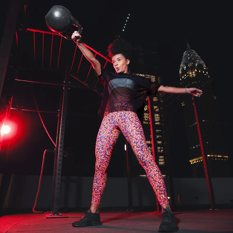 Final Clearance Glitch Leggings 27" - Hot Pink Print