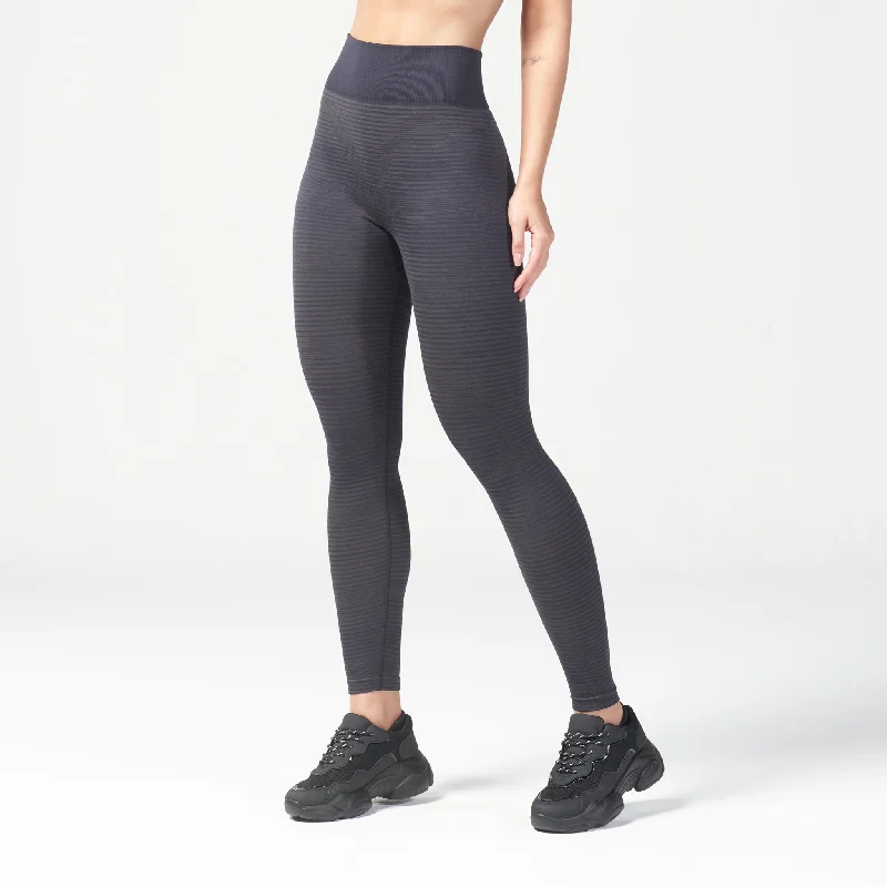 Hurry In Infinity Stripe Seamless Leggings - Black