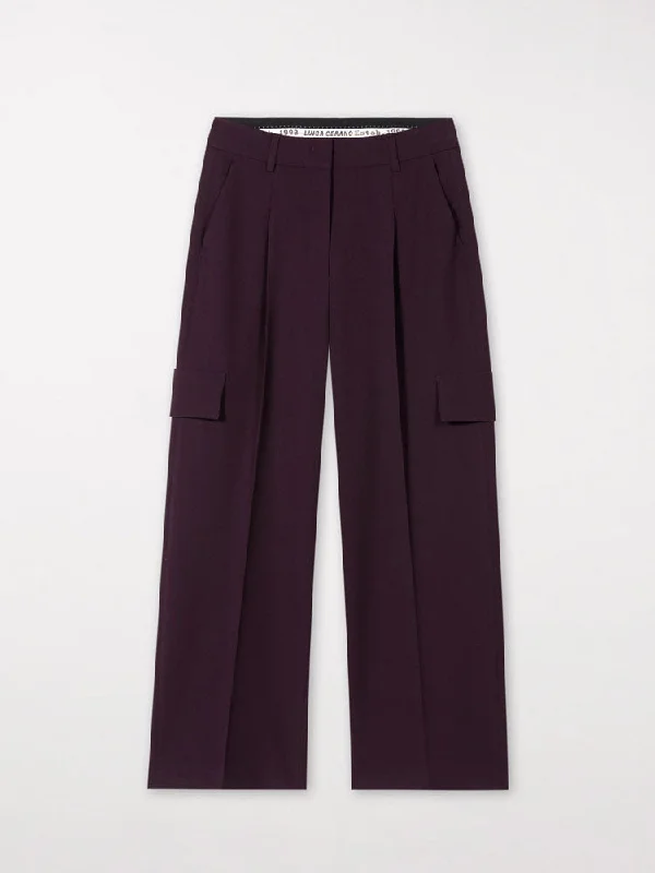 Price Cut Luisa Cerano Cargo Trousers with Front Pleat Burgundy