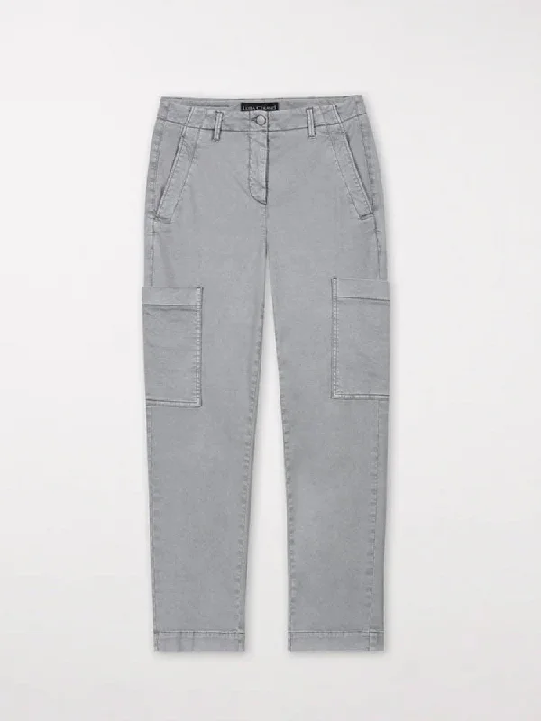 Super Deal Luisa Cerano High-Stretch Tapered Denim Trousers Soft Grey
