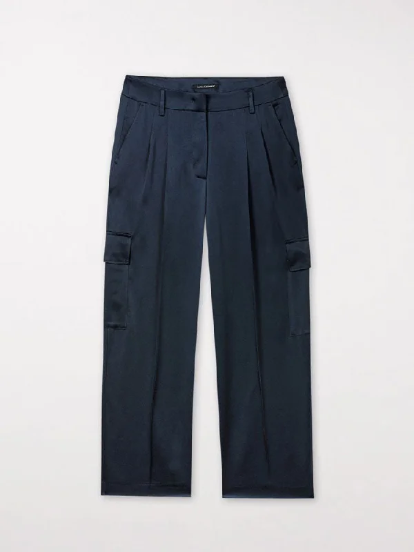 Fantastic Offers Luisa Cerano Satin Cargo Pants Petrol Blue