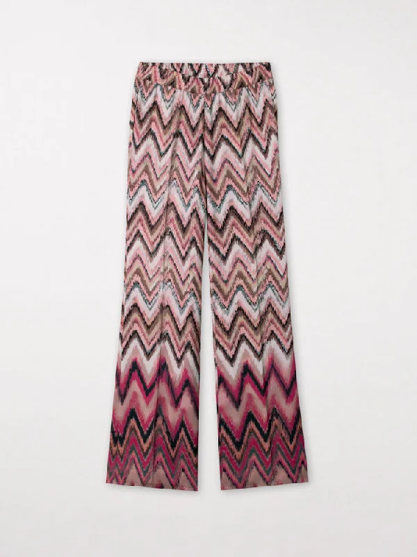 Bonus Savings Luisa Cerano Zig Zag Printed Trousers Pink & Barolo