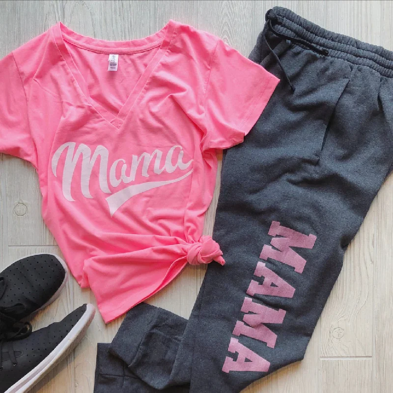 YEAR-End Sale MAMA Joggers • Charcoal & Pink Shimmer