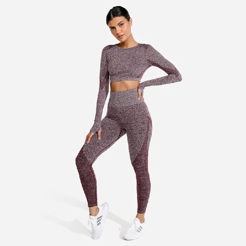 Don't Wait Marl Seamless Leggings - Burgundy