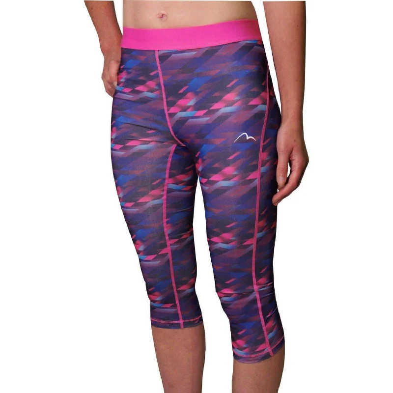 Price Drop More Mile Go For It Printed Womens 3/4 Capri Running Tights - Pink