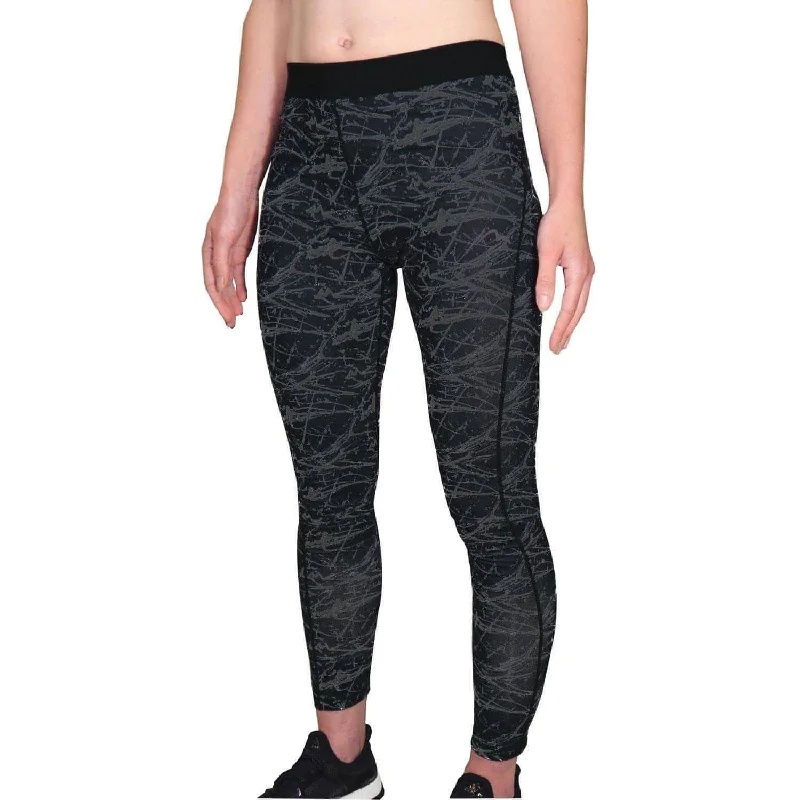Weekend Deal More Mile Go For It Printed Womens Long Running Tights - Black