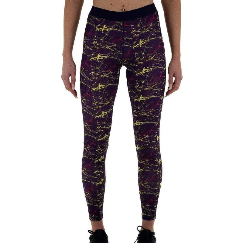 Value Deals More Mile Go For It Printed Womens Long Running Tights - Purple