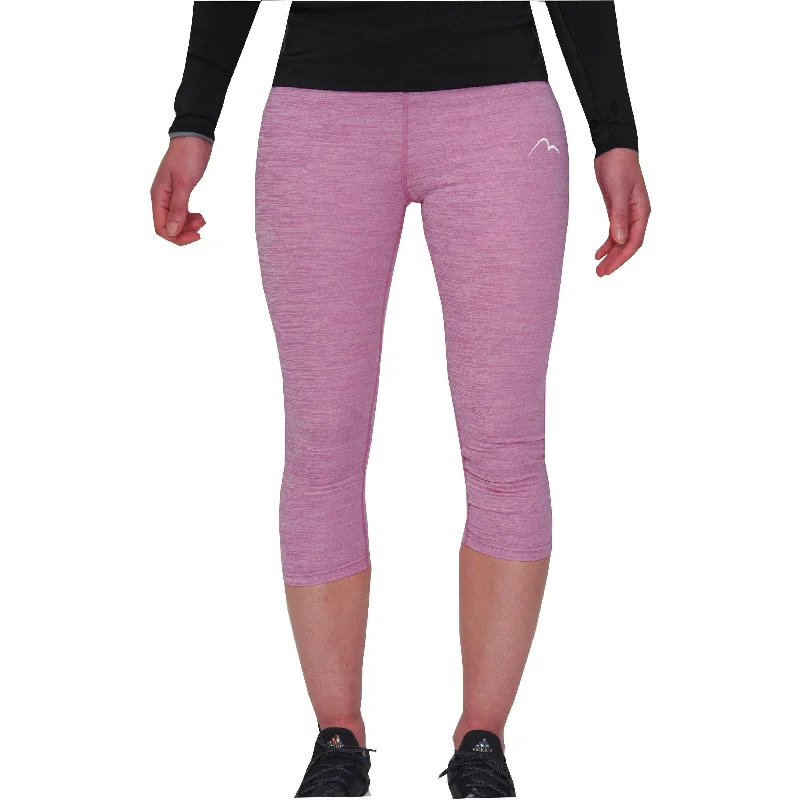 Early Bird Discount More Mile Heather Womens 3/4 Capri Running Tights - Pink