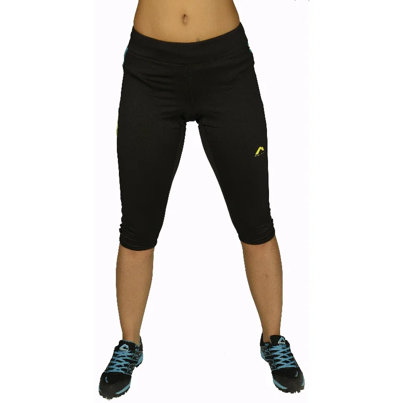 Midnight Sale More Mile More-Tech Womens 3/4 Capri Running Tights - Black