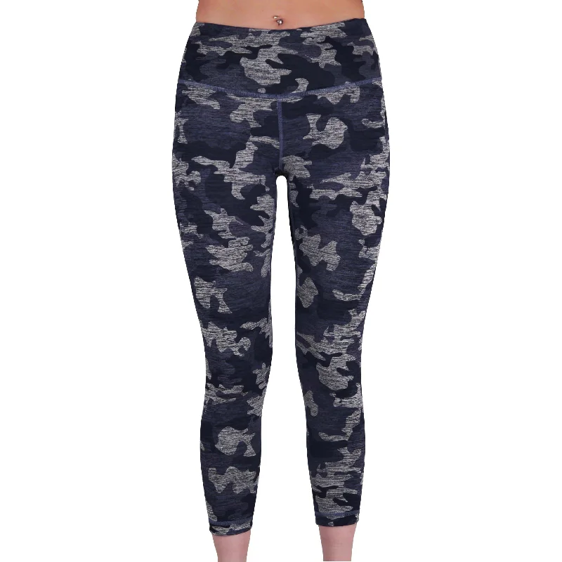 Today’s Deal More Mile Reversible Graphic Womens 3/4 Capri Running Tights - Blue
