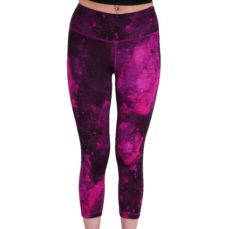 The Best Prices More Mile Reversible Graphic Womens 3/4 Capri Running Tights - Pink