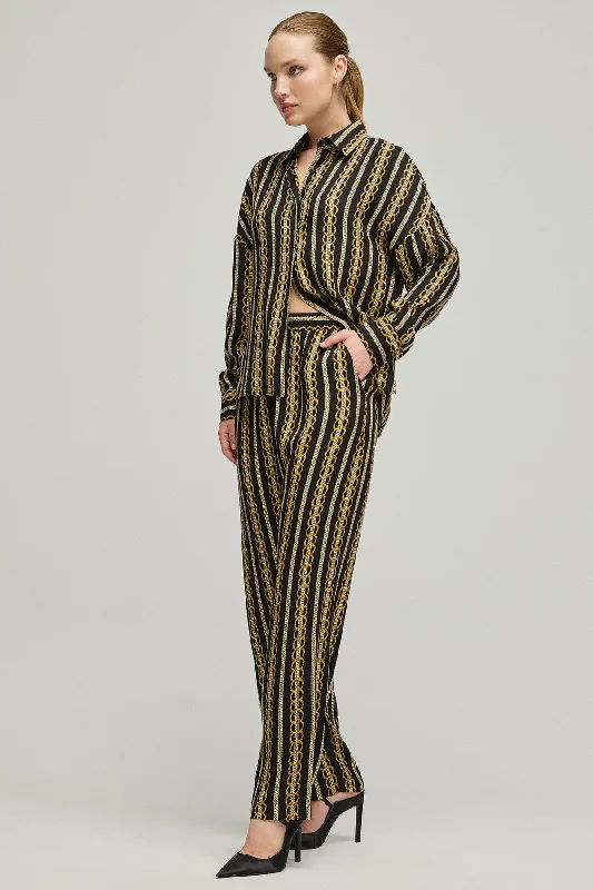 Price Drop Navy Blue Flow Cupro Viscose Printed Trousers