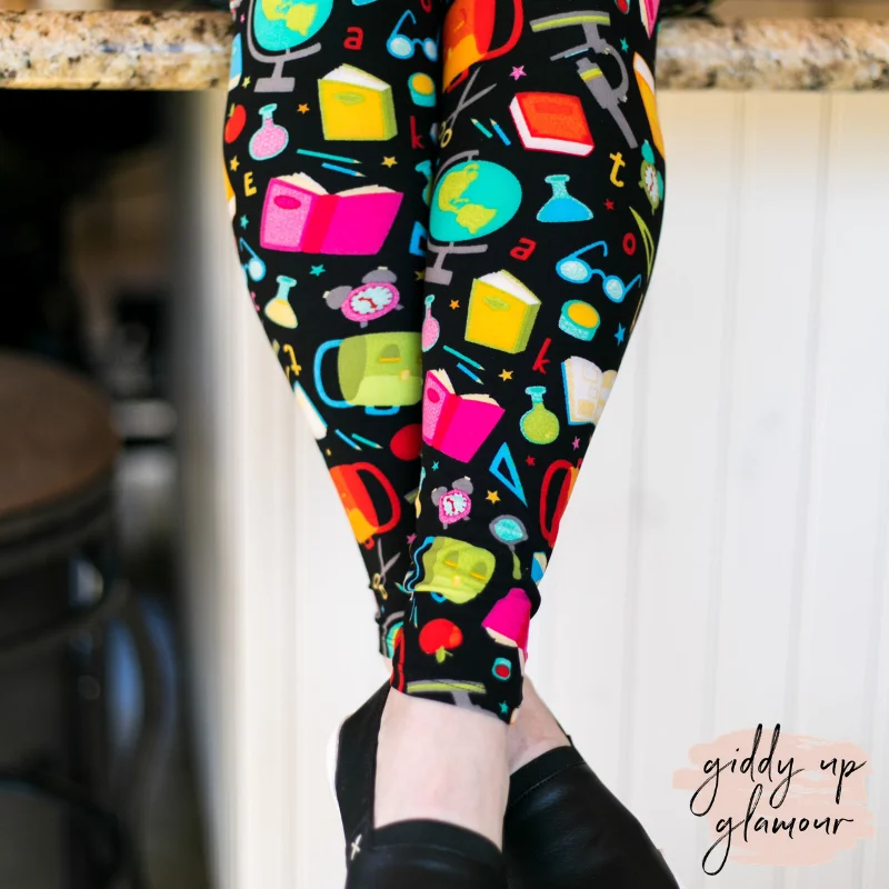 Low Prices School House Cutie Print Leggings in Black