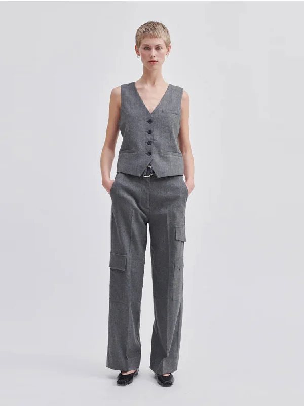 Epic Deals Second Female Holsye Cargo Trousers Grey Melange