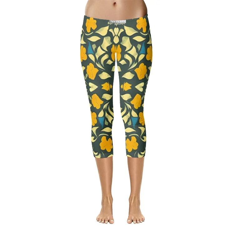Year-End Sale Silver grey white hair inspiration-Over Print Capri Leggings