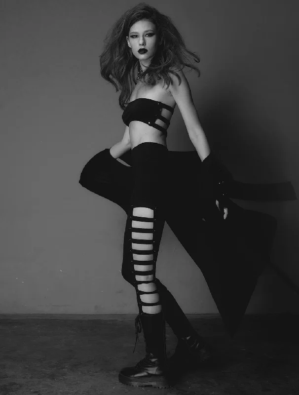 Exclusive Online Offer Slashed High-Waist Leggings